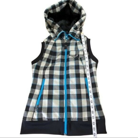 Burton Ho Chi Minh Plaid Vest Dry Ride Hooded Small EUC Ski Snowboard - Picture 9 of 12